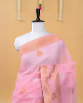 SC3181 - Linen Saree With Copper And Silver Butta